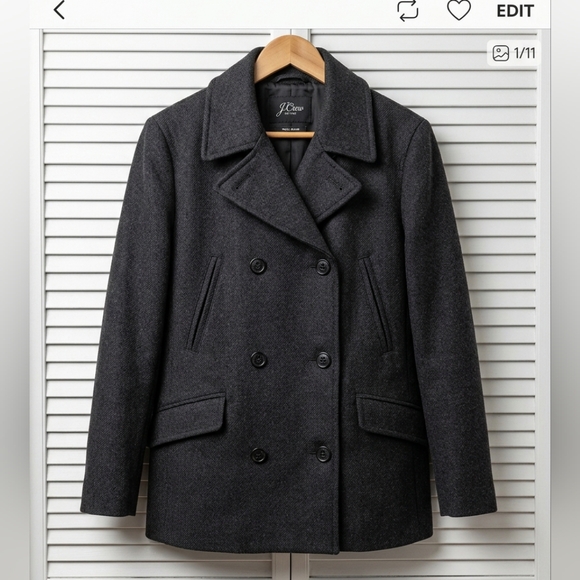 J. Crew Other - J Crew Wool Dark Grey Peacoat